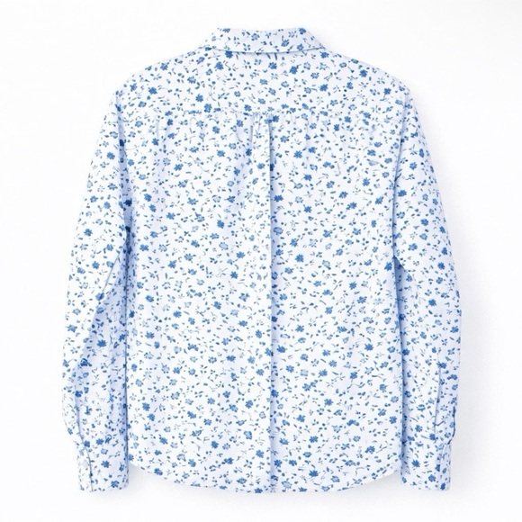 Denim & Flower Long Sleeve Button Down Men’s Large White w Navy & Royal Floral - Picture 3 of 5